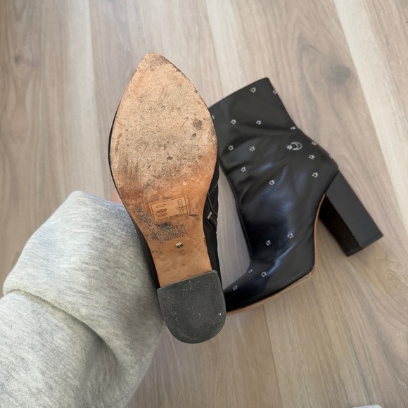 RAYE Black Leather Star-Embroidered Boots – Block Heel & Side Zip - Picture 3 of 6